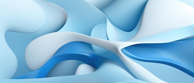 青と白の波状の線を持つダイナミックな抽象