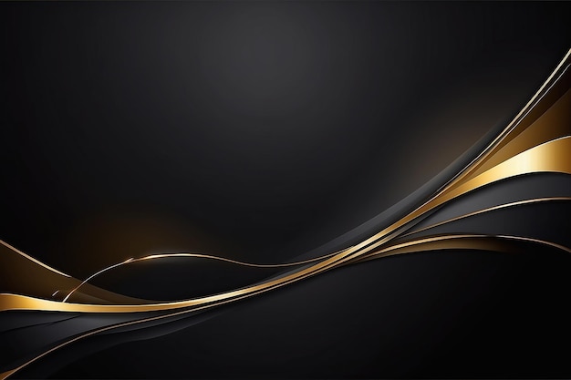 Динамический абстрактный темный фон с золотой линией фона абстрактный современный дизайн