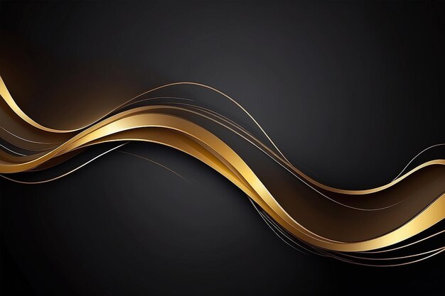 Photo dynamic abtract dark background with gold line background abstract modern design