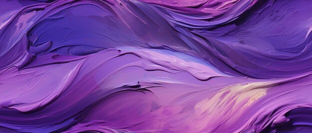 Dynamic acid purple and blue brush strokes in an abstract painting