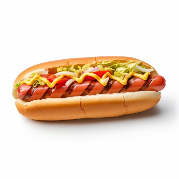 Photo dynamic and actionpacked hot dog on white background