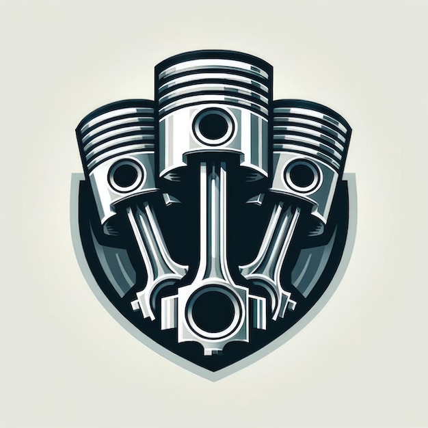 Photo dynamic automotive logo with stylized engine pistons