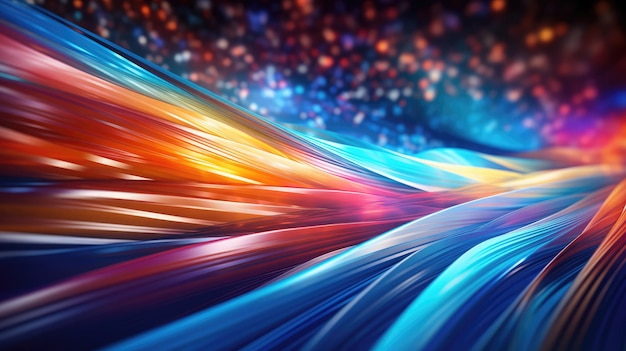 a dynamic background featuring colorful streaks of light