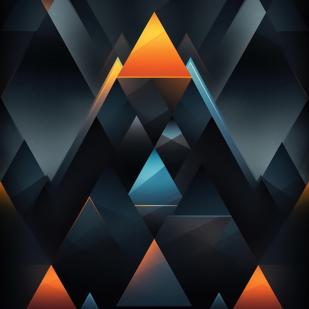 ダイナミックな黒とオレンジの三角パターン 抽象的な幾何学的背景
