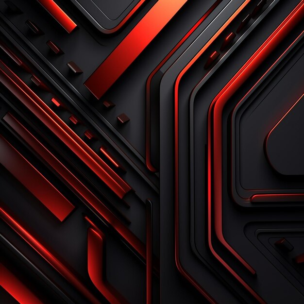 Photo dynamic black and red geometric background and wallpaper