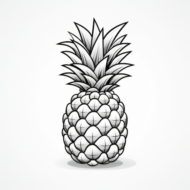 Dynamic Black And White Pineapple Illustration With Energyfilled Line Work