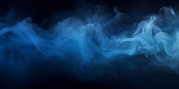 Dynamic Blue Smoke Swirling on Black Background
