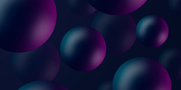 Dynamic bouncing balls and copy space for text. Dark blue background with pink neon light.