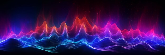 ネオンカラーの音波を伴うダイナミックで明るい背景 生成 AI