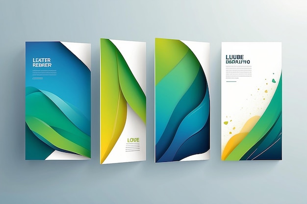 Dynamic Brochure Set Modern Templates with Trendy Backgrounds in Yellow Green and Blue