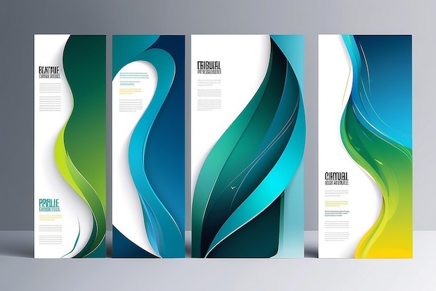 Dynamic Brochure Set Modern Templates with Trendy Backgrounds in Yellow Green and Blue