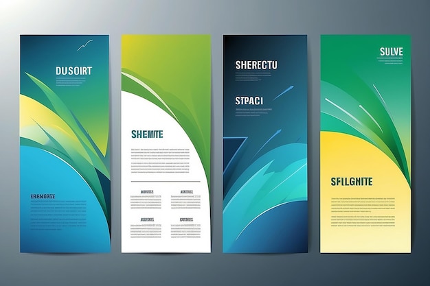 Dynamic Brochure Set Modern Templates with Trendy Backgrounds in Yellow Green and Blue