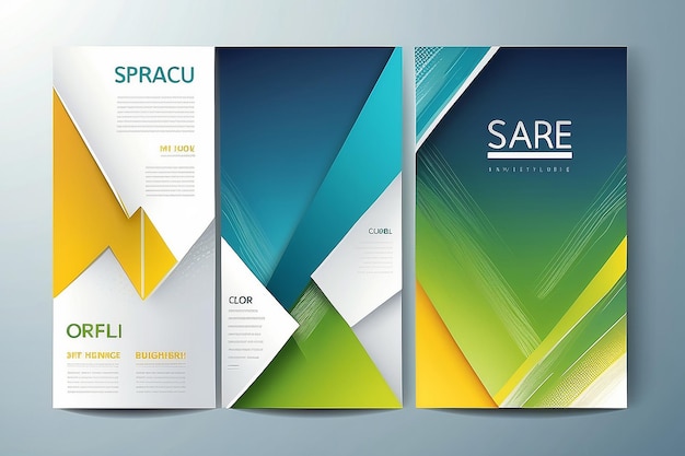 Dynamic Brochure Set Modern Templates with Trendy Backgrounds in Yellow Green and Blue