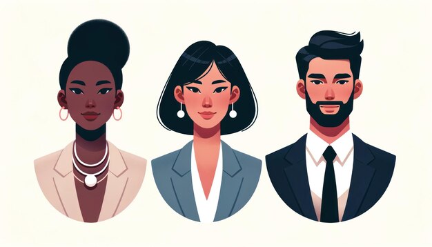 Dynamic Business Avatars in Minimalistic Flat Design AI Generated