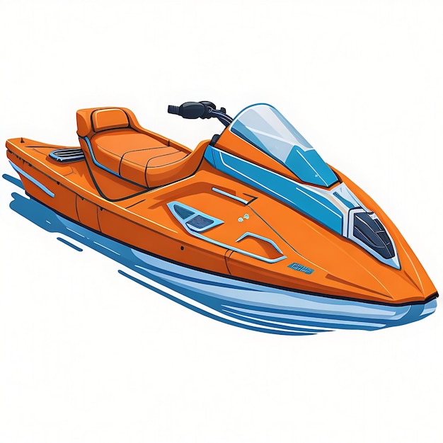 Dynamic cartoon jet ski isolated on white Perfect for vibrant design projects
