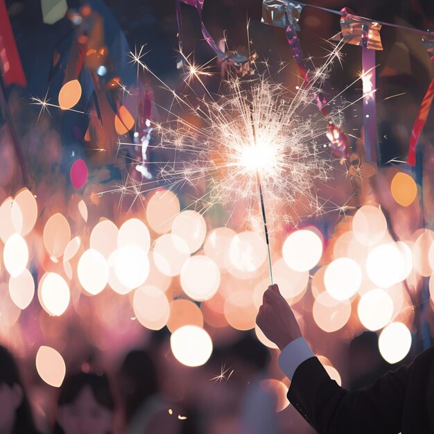 Photo dynamic celebration sparkling movement captures the essence of a lively party for social media post