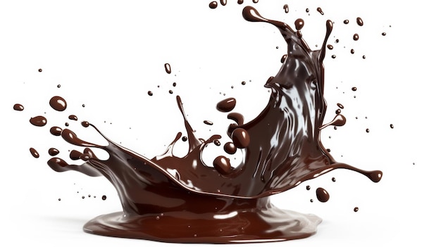 Photo dynamic chocolate splash on white background