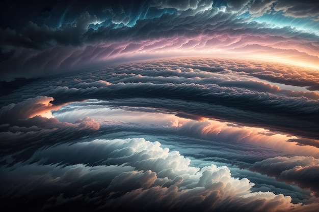 사진 하늘을 가로질러 춤추는 역동적인 구름 형태