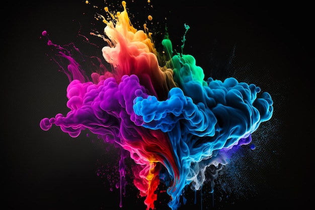 Dynamic color splash fine art in the dark background