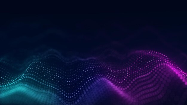 Photo dynamic colored wave of particles abstract futuristic background big data visualization 3d rendering