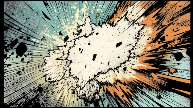 Динамический макет комикса с эффектами взрывной силы