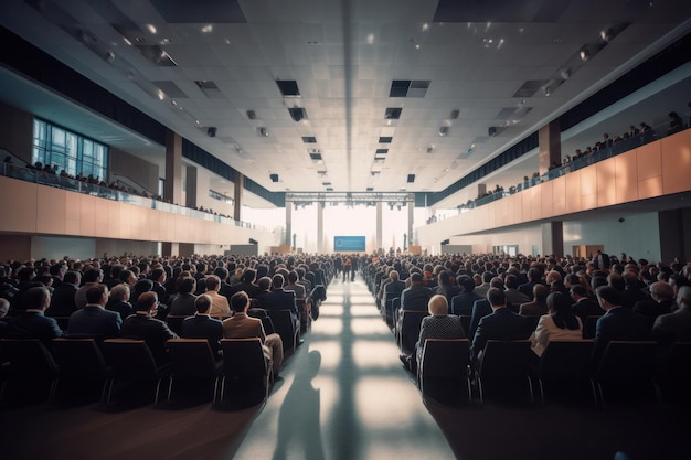 Dynamic Conference Room with Focused Business Crowd