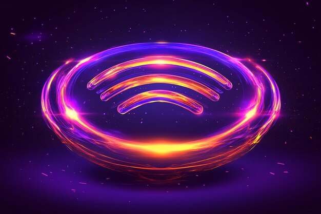 dynamic d wifi signal icon with glowing lines