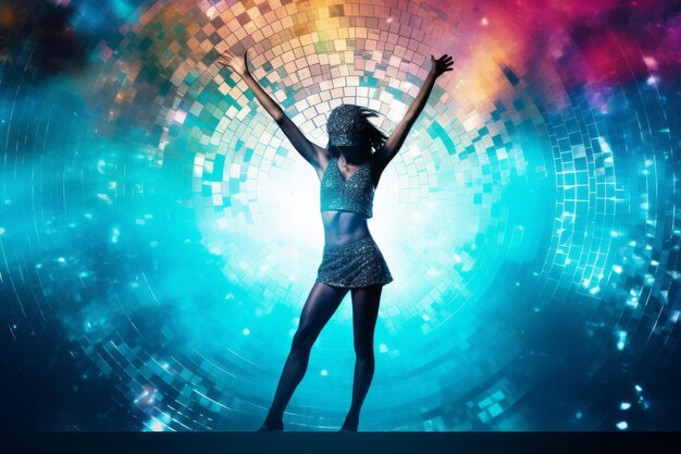Foto dynamic dance party vibrant poster collage con una donna e un ragazzo energetici su un blu isolato