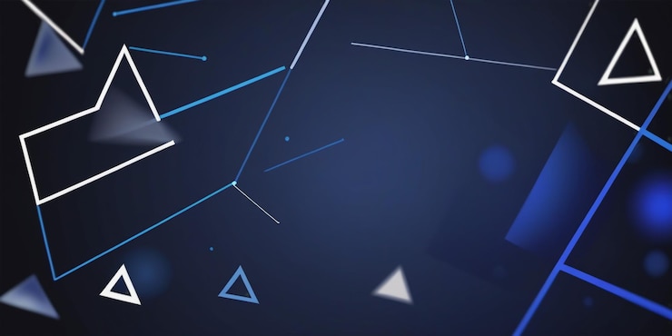 Photo dynamic dark blue abstract triangle lines and light composition stock illustration