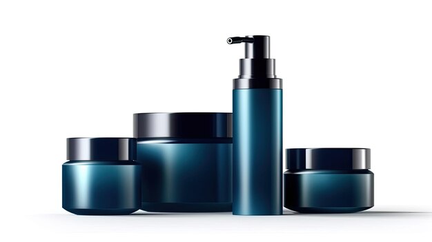 Oceanic 컬러 팔레트가 포함된 Dynamic Dark Blue Cosmetic Packshot 템플릿