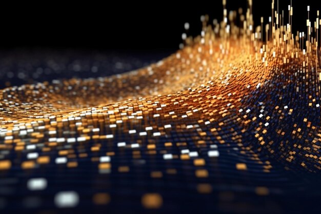 Photo dynamic data visualization interweaving dots showcasing the complexity and beauty of big data