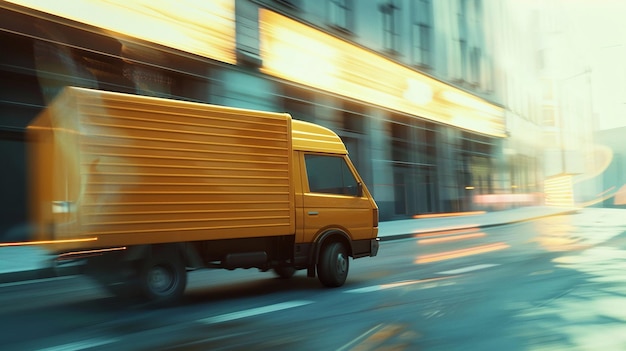 Photo dynamic delivery truck in motion