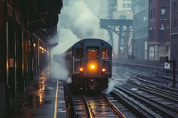 Dynamic Departure Modern Commuter Train in New York