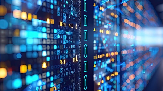 a dynamic digital background designed for technological operations featuring neural networks ai algorithms data transmission encryption codes and digital archives