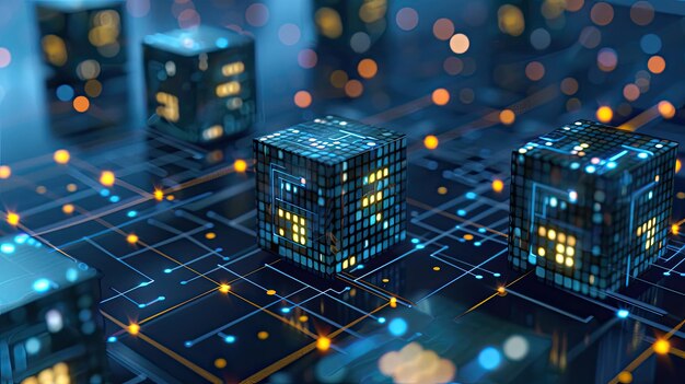 a dynamic digital background designed for technological operations featuring neural networks ai algorithms data transmission encryption codes and digital archives