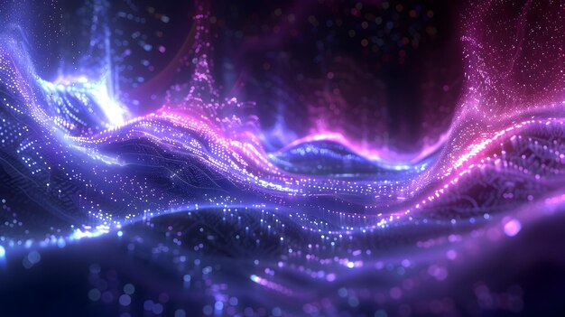 Dynamic Digital Landscape A Vibrant 3D Visualization of Sound Waveforms in Motion