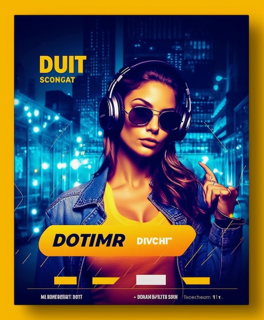 Dynamic DJ Party Social Media Post en Flyer Template