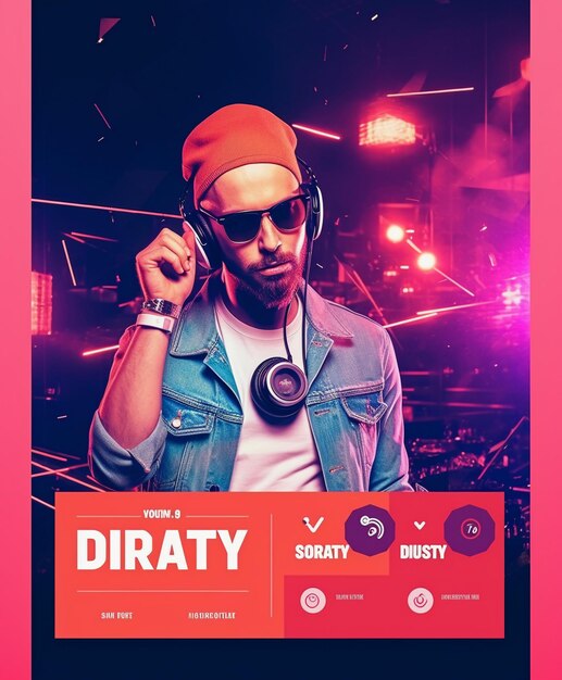 Dynamic DJ Party Social Media Post and Flyer Template