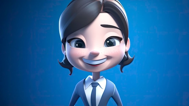 Dynamic and Energetic 3D Cartoon Character Business Woman AI Generated