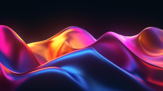 Dynamic Energy Abstract 3D Holographic Neon Wave in Motion Futuristisch digitaal kunstconcept