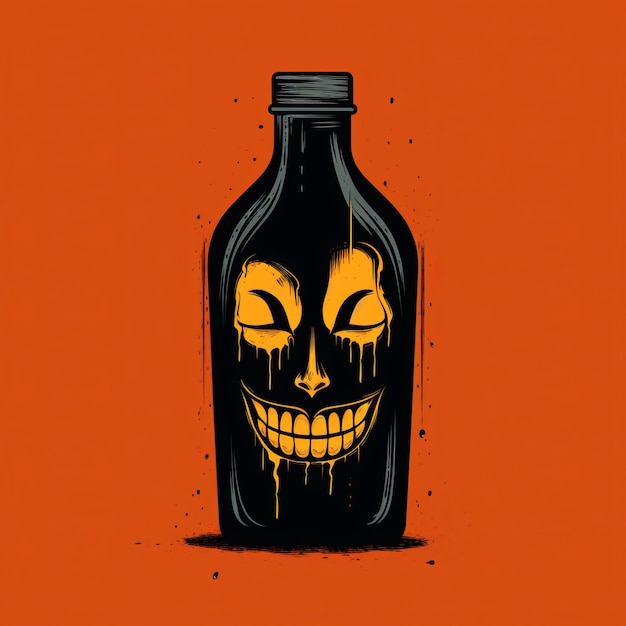 Photo dynamic and exaggerated an orange bottle of dark ominous ink