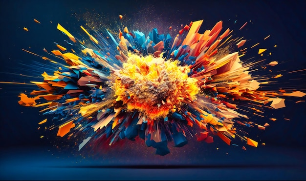 Photo a dynamic explosion of vibrant colors and shapes