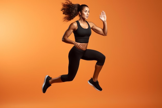 Premium AI Image  Dynamic Fitness Energized Young Woman Pushing