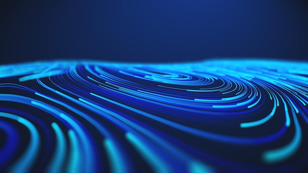 dynamic flowing blue lines representing abstract futuristic data processing and visualization