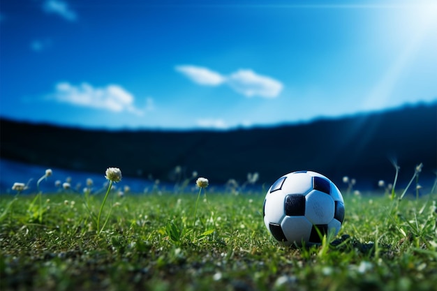 Dynamic grassy scene ball in play on vibrant field setting
