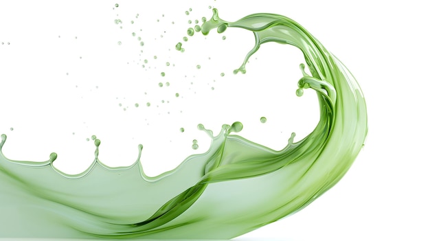 Photo dynamic green liquid splash isolated on white background