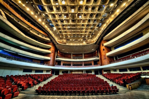 Foto filmato in hdr dinamico della sala da concerto di salonicco con dettagli straordinarie