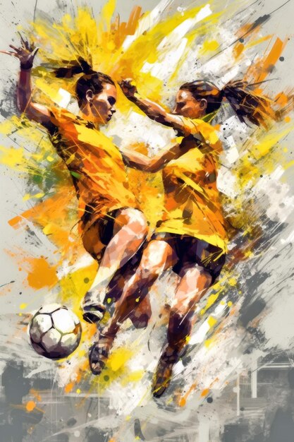 dynamic hues the essence of soccer in vivid oil strokes