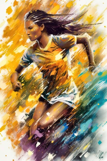 dynamic hues the essence of soccer in vivid oil strokes