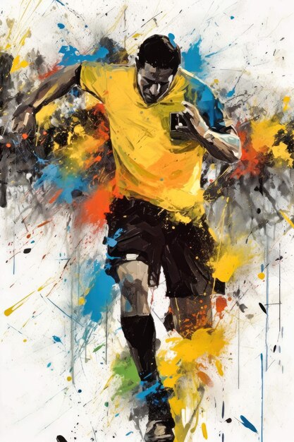 dynamic hues the essence of soccer in vivid oil strokes